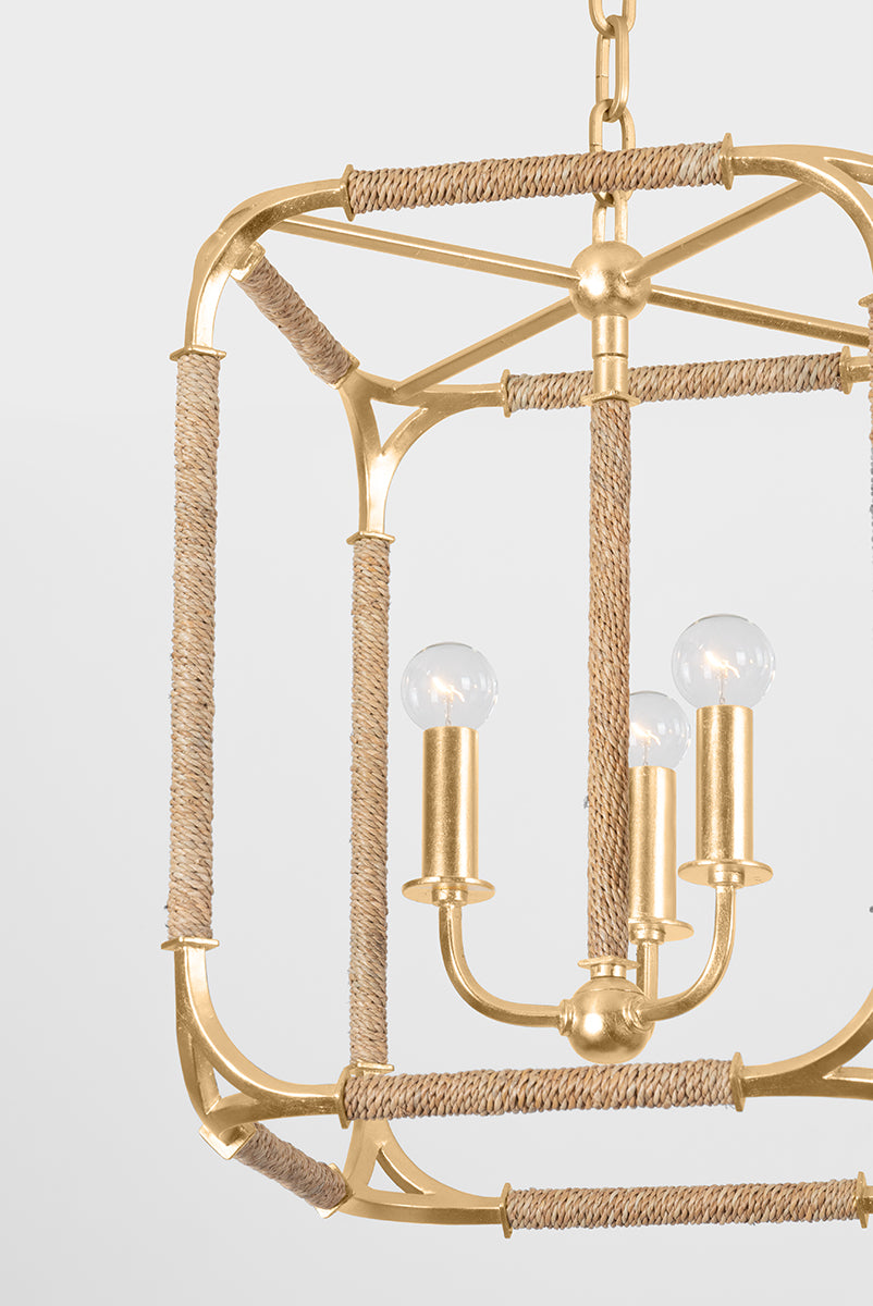 Hudson Valley Laurenceston 3-Light Lantern in Gold Leaf, room setting 1