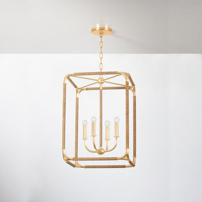 Hudson Valley Laurenceston 4-Light Lantern Gold Leaf detail view 2