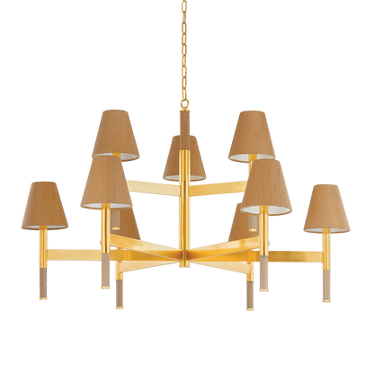 Hudson Valley Lindenwood 9-Light Chandelier Aged Brass