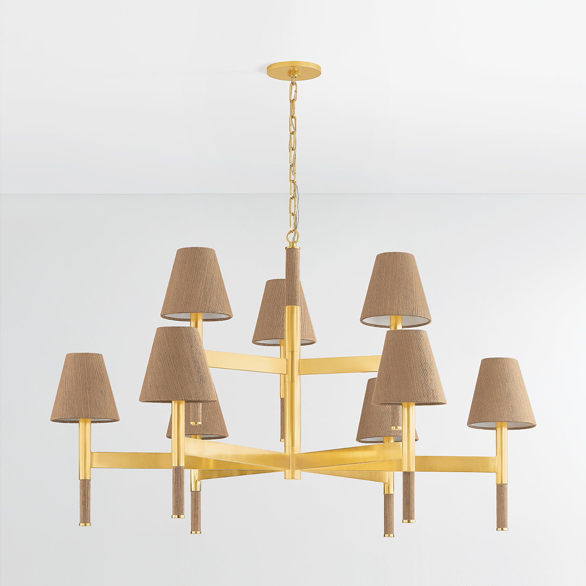 Hudson Valley Lindenwood 9-Light Chandelier in Aged Brass, alternate view 1
