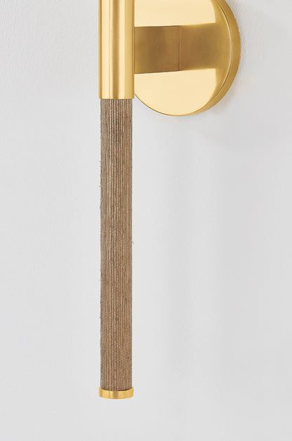 Hudson Valley Lindenwood Wall Sconce in Aged Brass, room setting 2