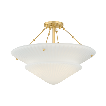 Hudson Valley Loburn 3-Light Semi-Flush Mount Aged Brass