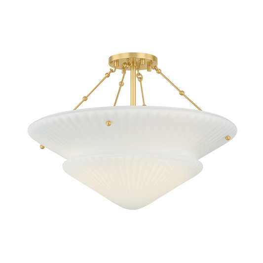 Hudson Valley Loburn 3-Light Semi-Flush Mount Aged Brass