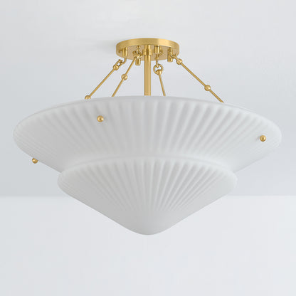 Hudson Valley Loburn 3-Light Semi-Flush Mount Aged Brass detail view 1