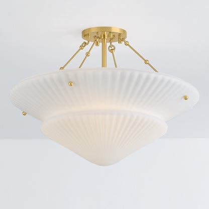 Hudson Valley Loburn 3-Light Semi-Flush Mount Aged Brass detail view 2