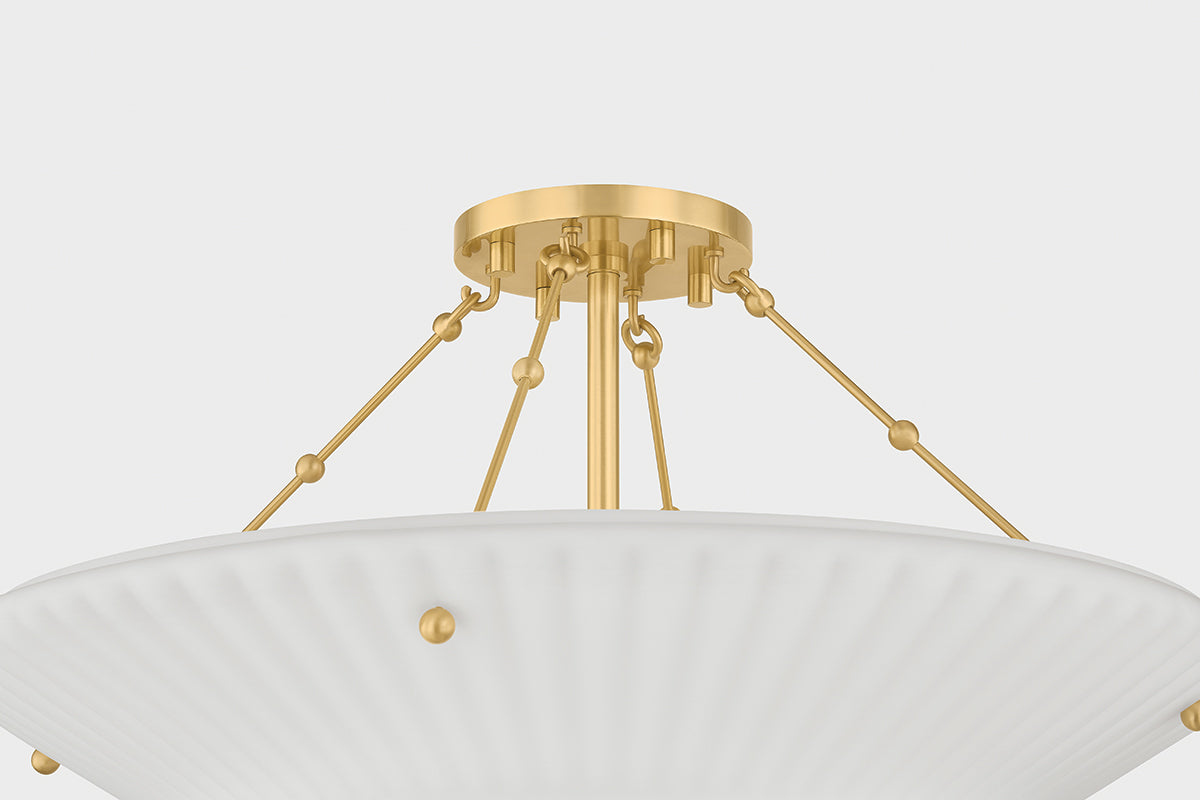 Hudson Valley Loburn 3-Light Semi-Flush Mount Aged Brass detail view 3