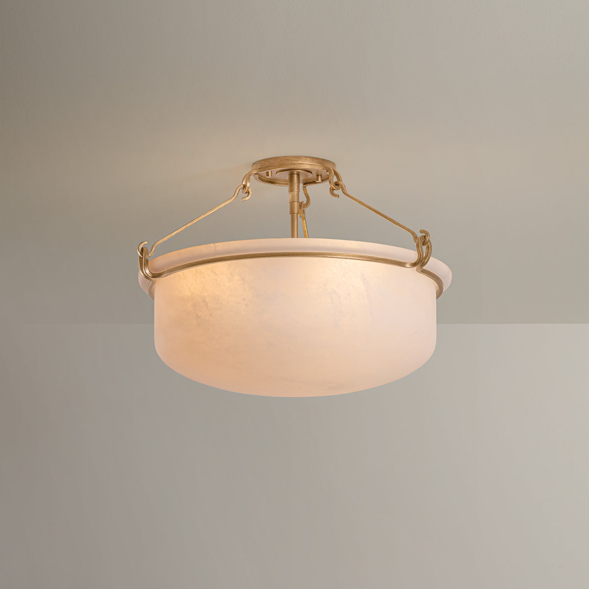 Hudson Valley Lowerre 3-Light Semi-Flush Mount in Patina Gold Leaf, alternate view 1