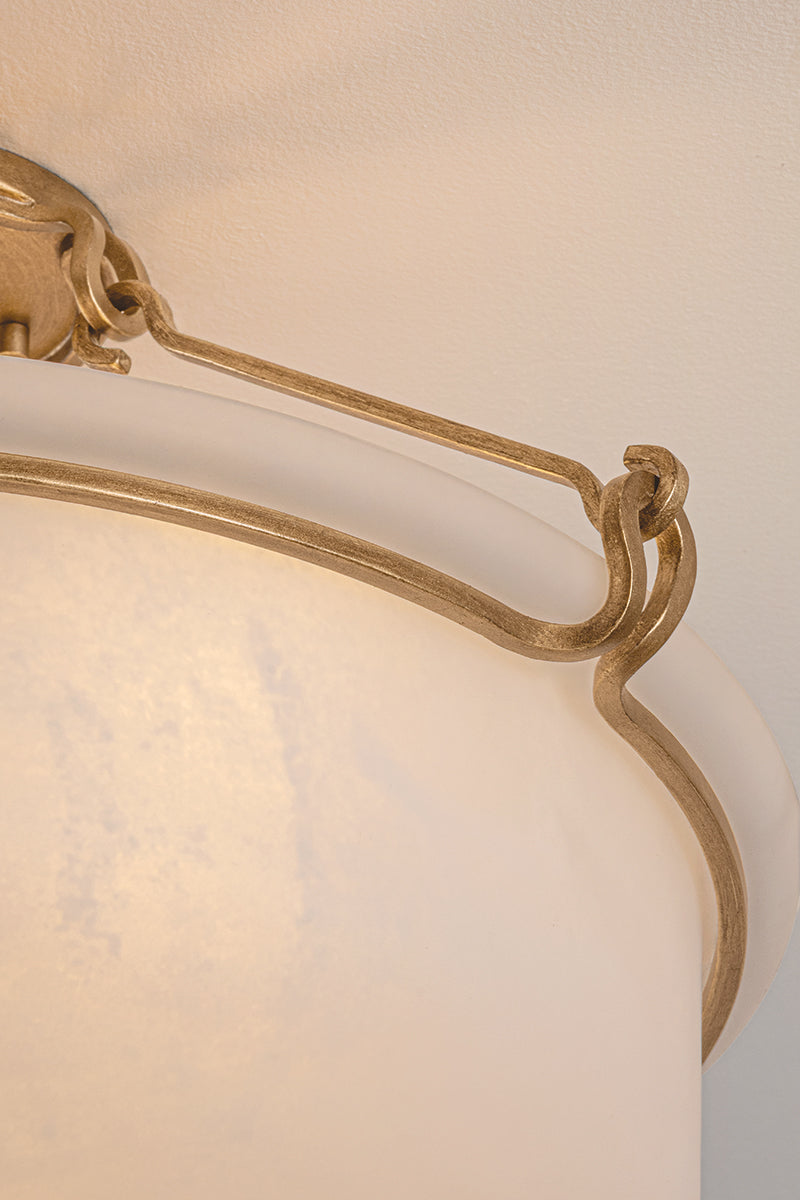 Hudson Valley Lowerre 3-Light Semi-Flush Mount in Patina Gold Leaf, room setting 1