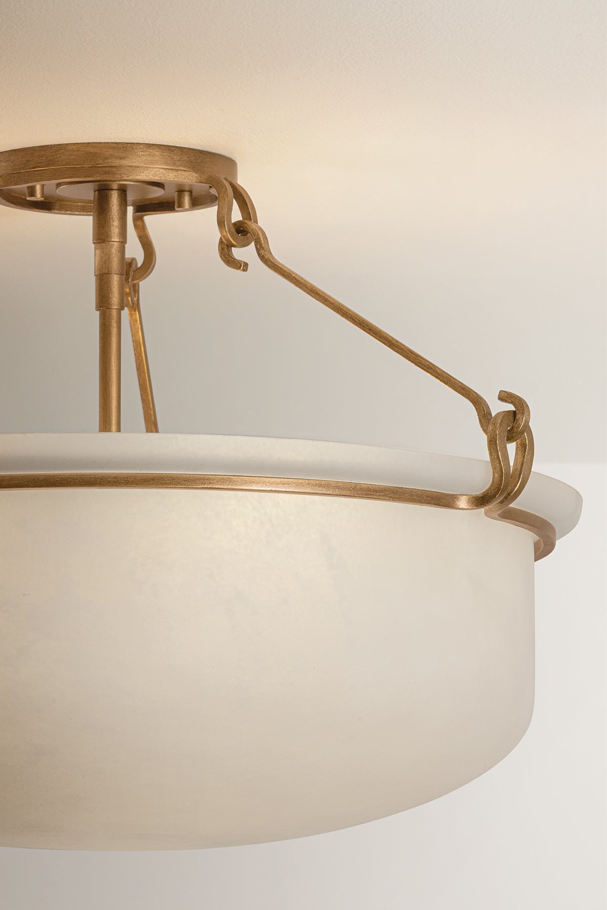 Hudson Valley Lowerre 3-Light Semi-Flush Mount in Patina Gold Leaf, room setting 3