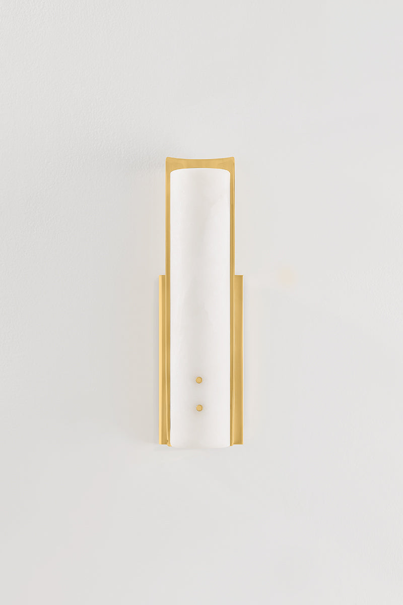 Hudson Valley Lucio 14.5" Tall Wall Sconce in Aged Brass, room setting 1