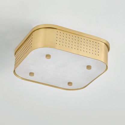 Hudson Valley Madison Square Flush Mount in Aged Brass, alternate view 1