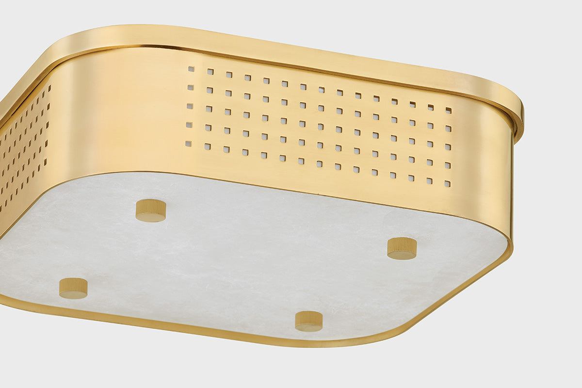 Hudson Valley Madison Square Flush Mount in Aged Brass, room setting 2