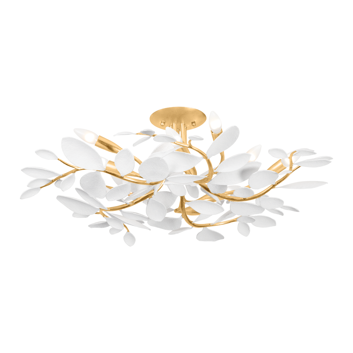 Hudson Valley Marabec 10-Light Semi-Flush Mount Vintage Gold Leaf/White Plaster
