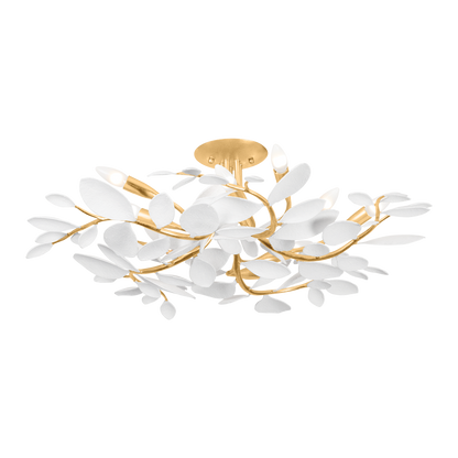 Hudson Valley Marabec 10-Light Semi-Flush Mount Vintage Gold Leaf/White Plaster