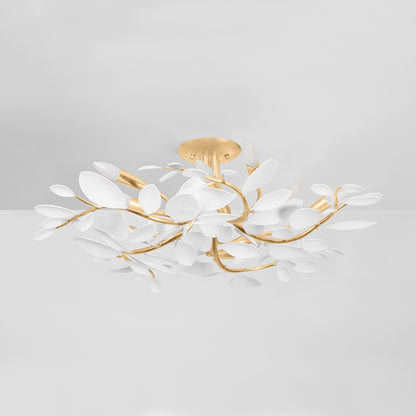 Hudson Valley Marabec 10-Light Semi-Flush Mount in Vintage Gold Leaf / White Plaster, alternate view 1