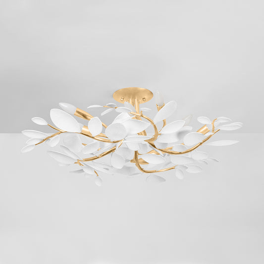 Hudson Valley Marabec 10-Light Semi-Flush Mount in Vintage Gold Leaf / White Plaster, alternate view 1