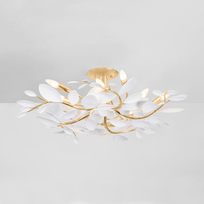 Hudson Valley Marabec 10-Light Semi-Flush Mount in Vintage Gold Leaf / White Plaster, alternate view 2