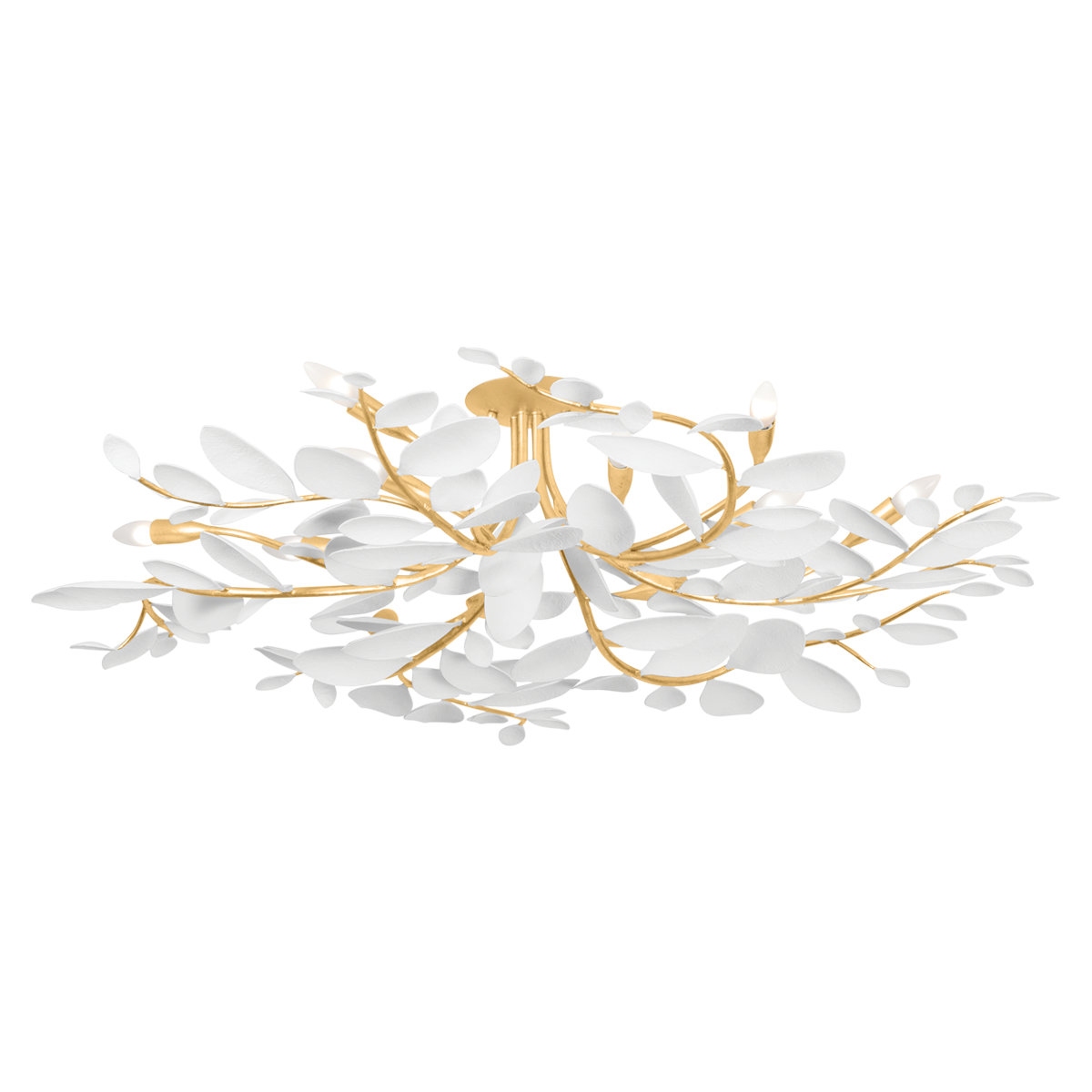 Hudson Valley Marabec 12-Light Semi-Flush Mount Vintage Gold Leaf/White Plaster