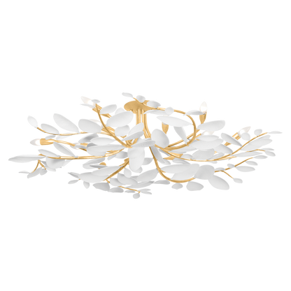 Hudson Valley Marabec 12-Light Semi-Flush Mount Vintage Gold Leaf/White Plaster