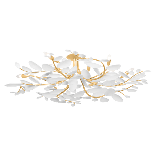 Hudson Valley Marabec 12-Light Semi-Flush Mount Vintage Gold Leaf/White Plaster