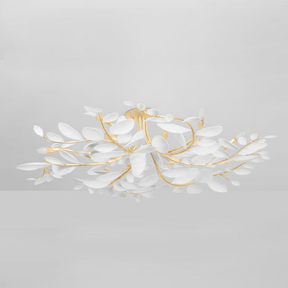 Hudson Valley Marabec 12-Light Semi-Flush Mount in Vintage Gold Leaf / White Plaster, alternate view 1