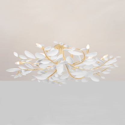 Hudson Valley Marabec 12-Light Semi-Flush Mount in Vintage Gold Leaf / White Plaster, alternate view 2