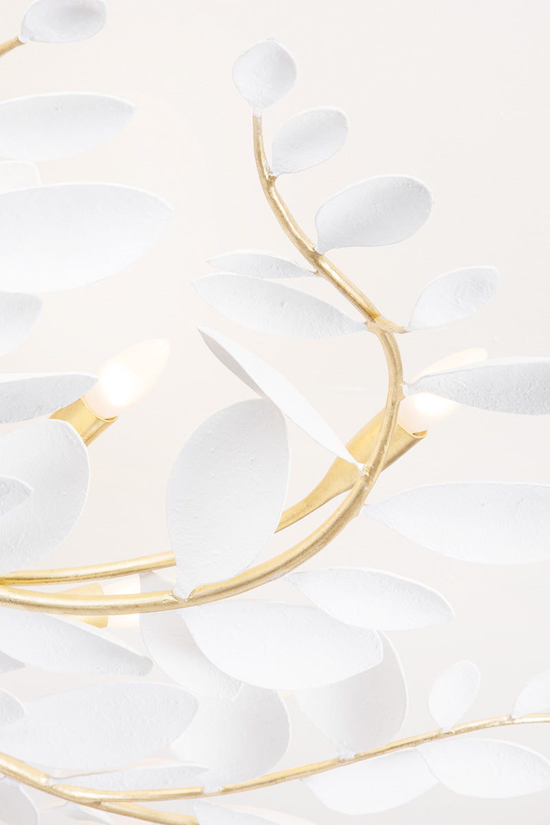 Hudson Valley Marabec 12-Light Semi-Flush Mount in Vintage Gold Leaf / White Plaster, room setting 1