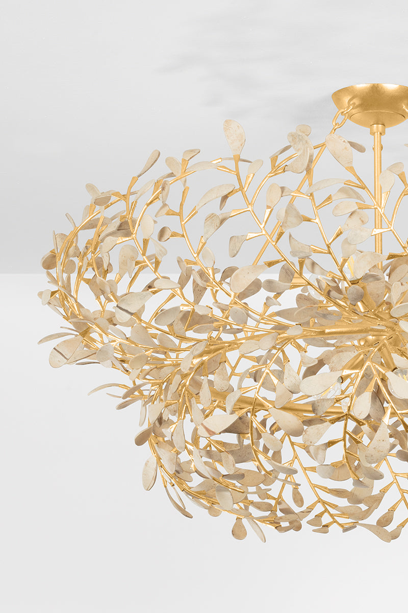 Hudson Valley Maybrook 8-Light Chandelier Vintage Gold Leaf detail view 3