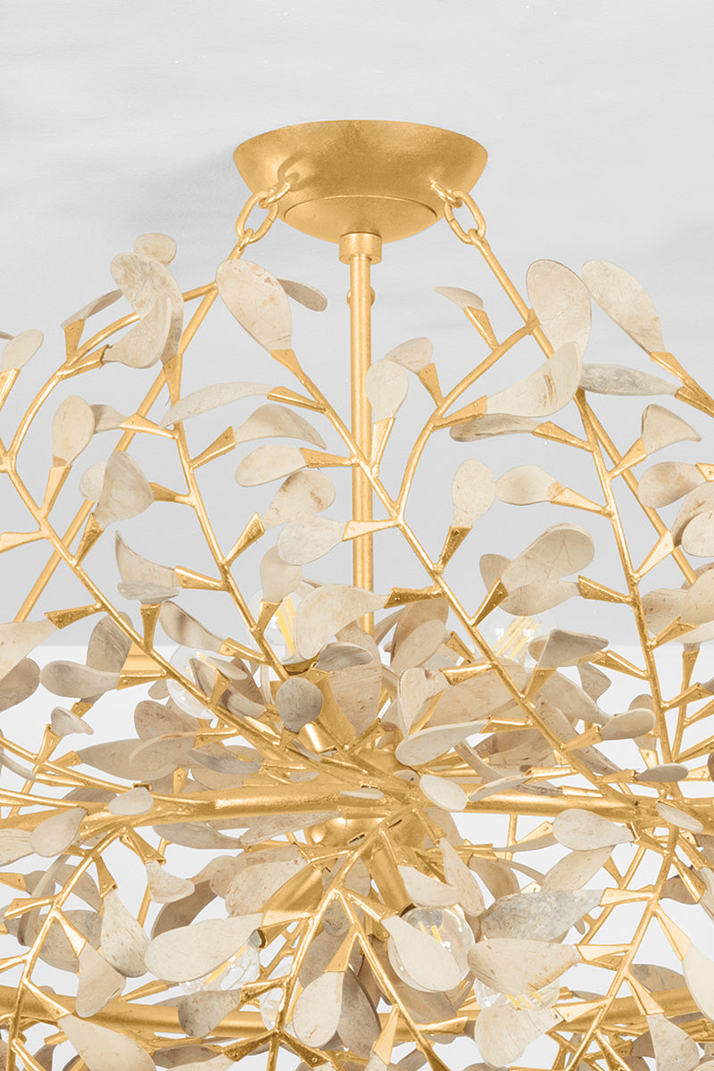 Hudson Valley Maybrook 8-Light Chandelier Vintage Gold Leaf detail view 4