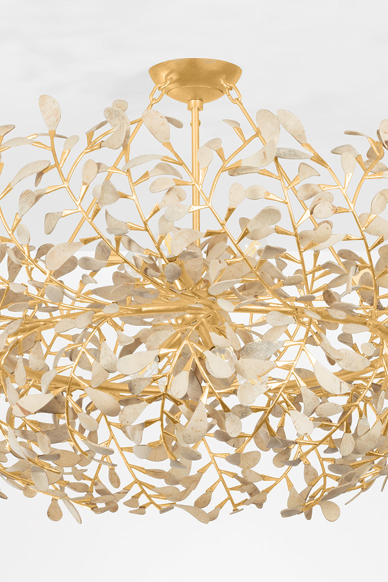 Hudson Valley Maybrook 8-Light Chandelier Vintage Gold Leaf detail view 6