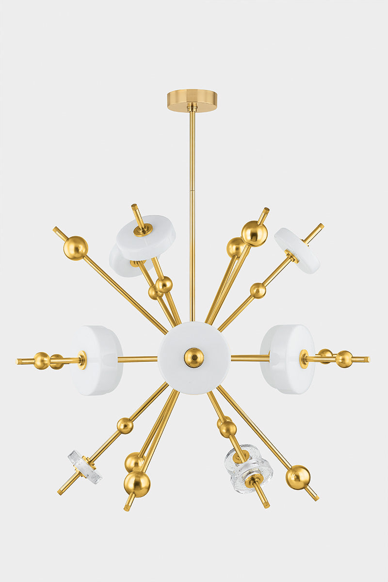 Hudson Valley Maynard 12-Light Chandelier in Aged Brass, room setting 1