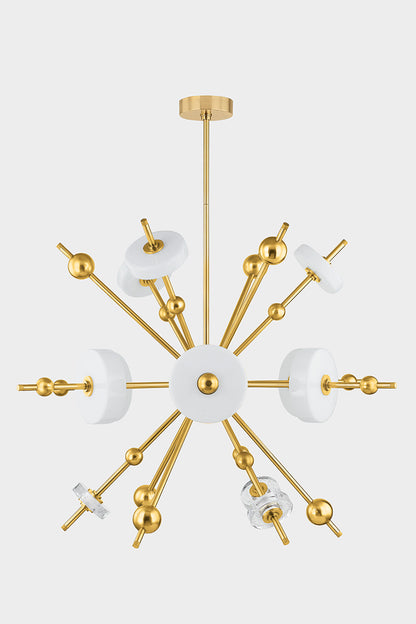 Hudson Valley Maynard 12-Light Chandelier in Aged Brass, room setting 1