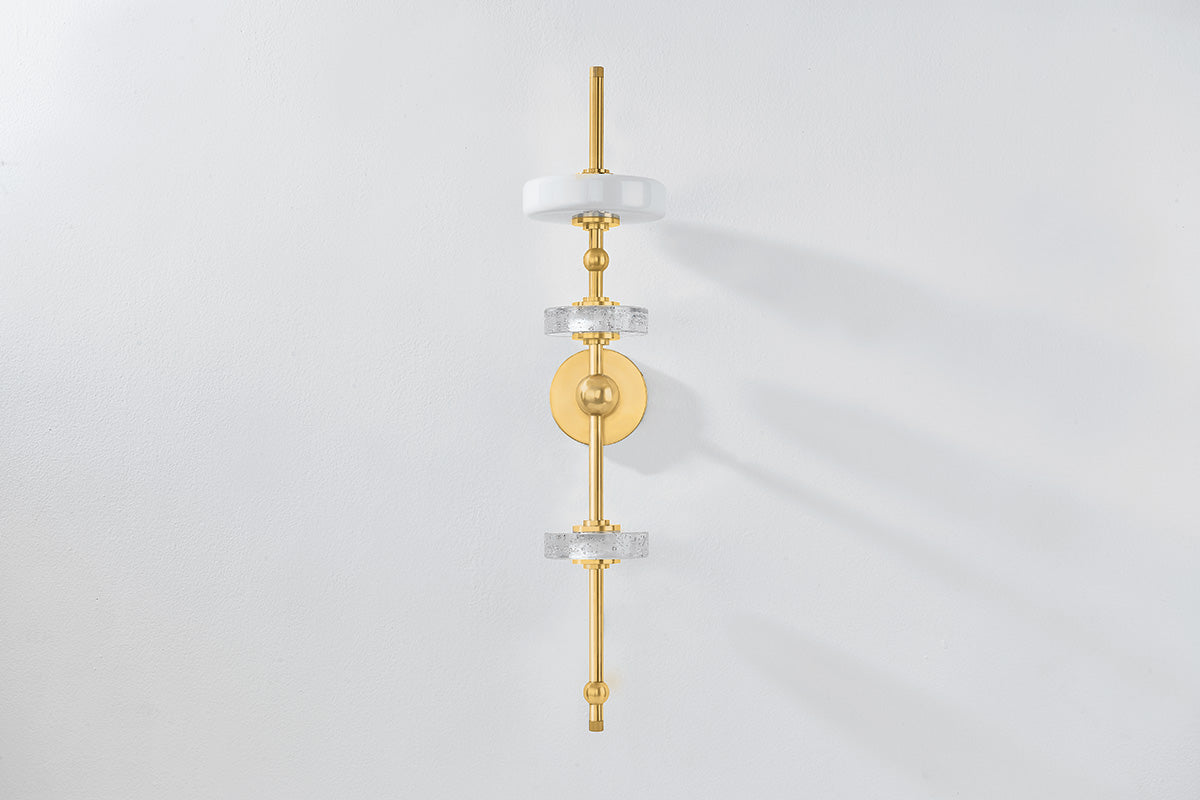 Hudson Valley Maynard 3-Light Wall Sconce in Aged Brass, room setting 1
