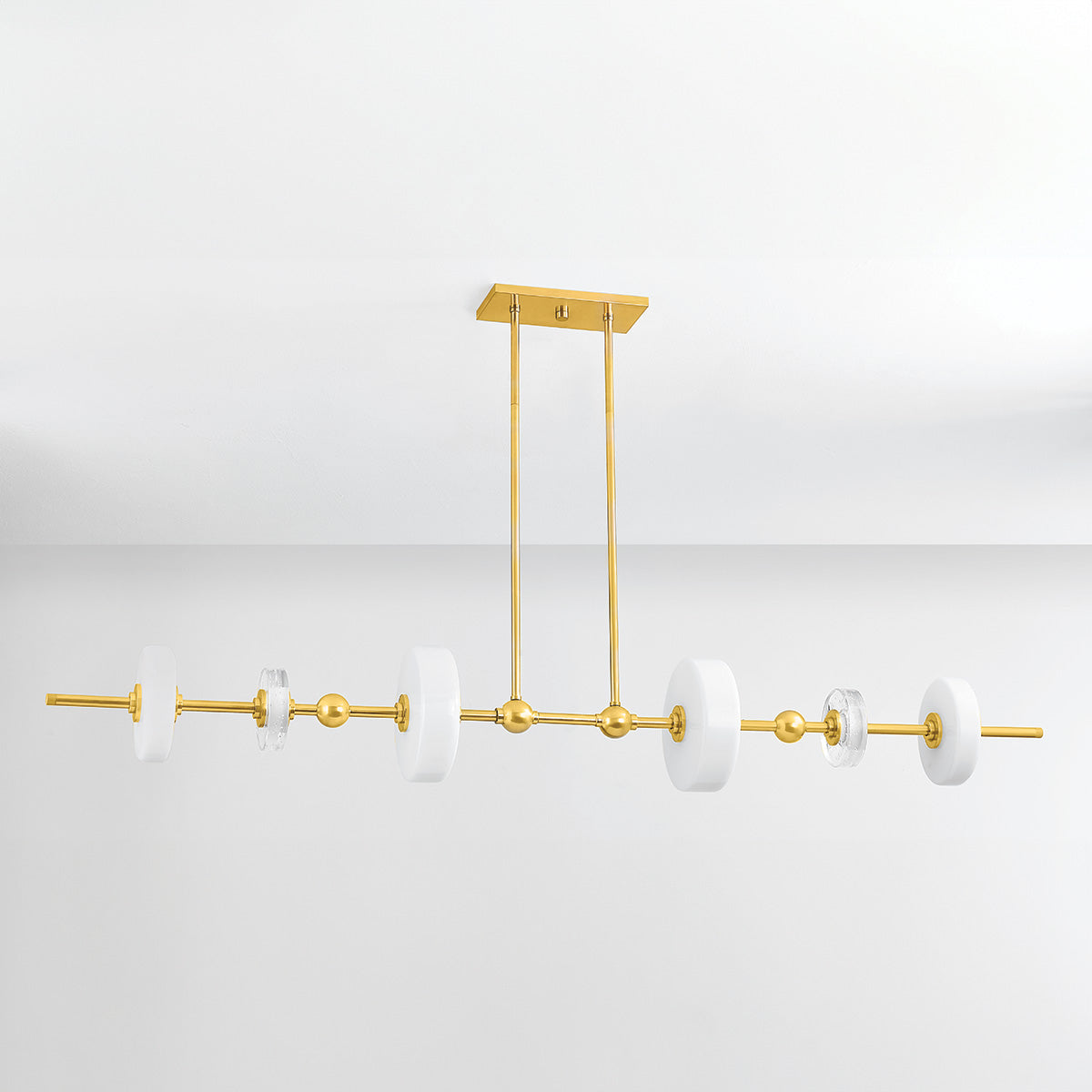 Hudson Valley Maynard 6-Light Linear Chandelier in Aged Brass, alternate view 1