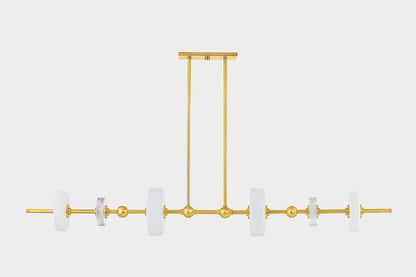 Hudson Valley Maynard 6-Light Linear Chandelier in Aged Brass, room setting 1