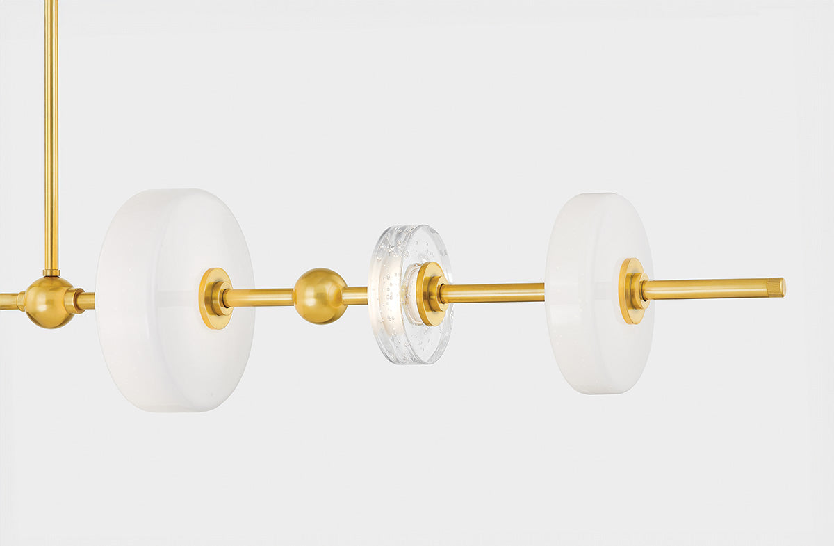 Hudson Valley Maynard 6-Light Linear Chandelier in Aged Brass, room setting 2