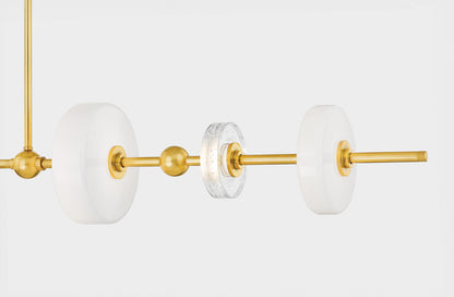 Hudson Valley Maynard 6-Light Linear Chandelier in Aged Brass, room setting 2