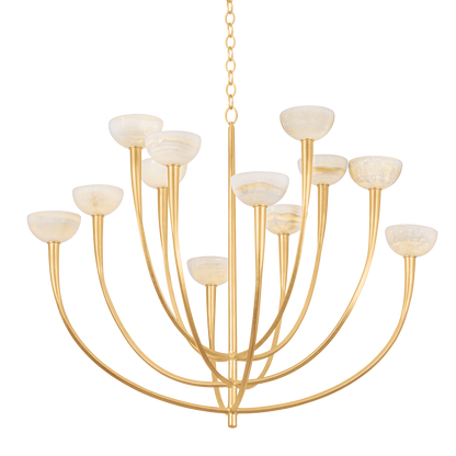 Hudson Valley Maywood 12-Light Chandelier Vintage Gold Leaf