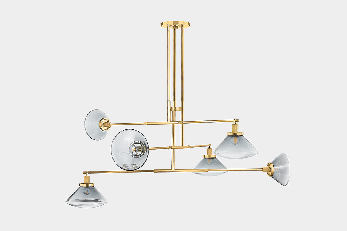 Hudson Valley Mendon 6-Light Chandelier in Aged Brass, room setting 2