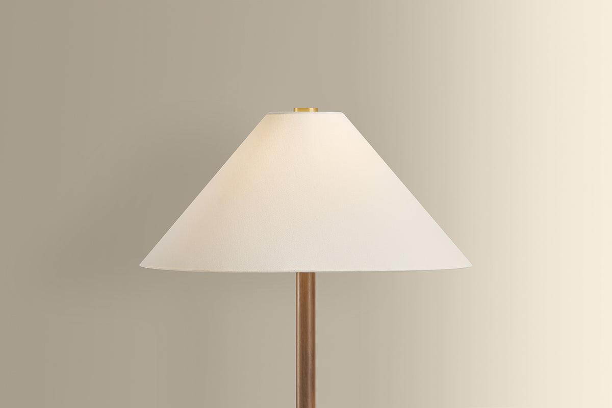 Hudson Valley Merrimack Floor Lamp in Aged Brass, room setting 1