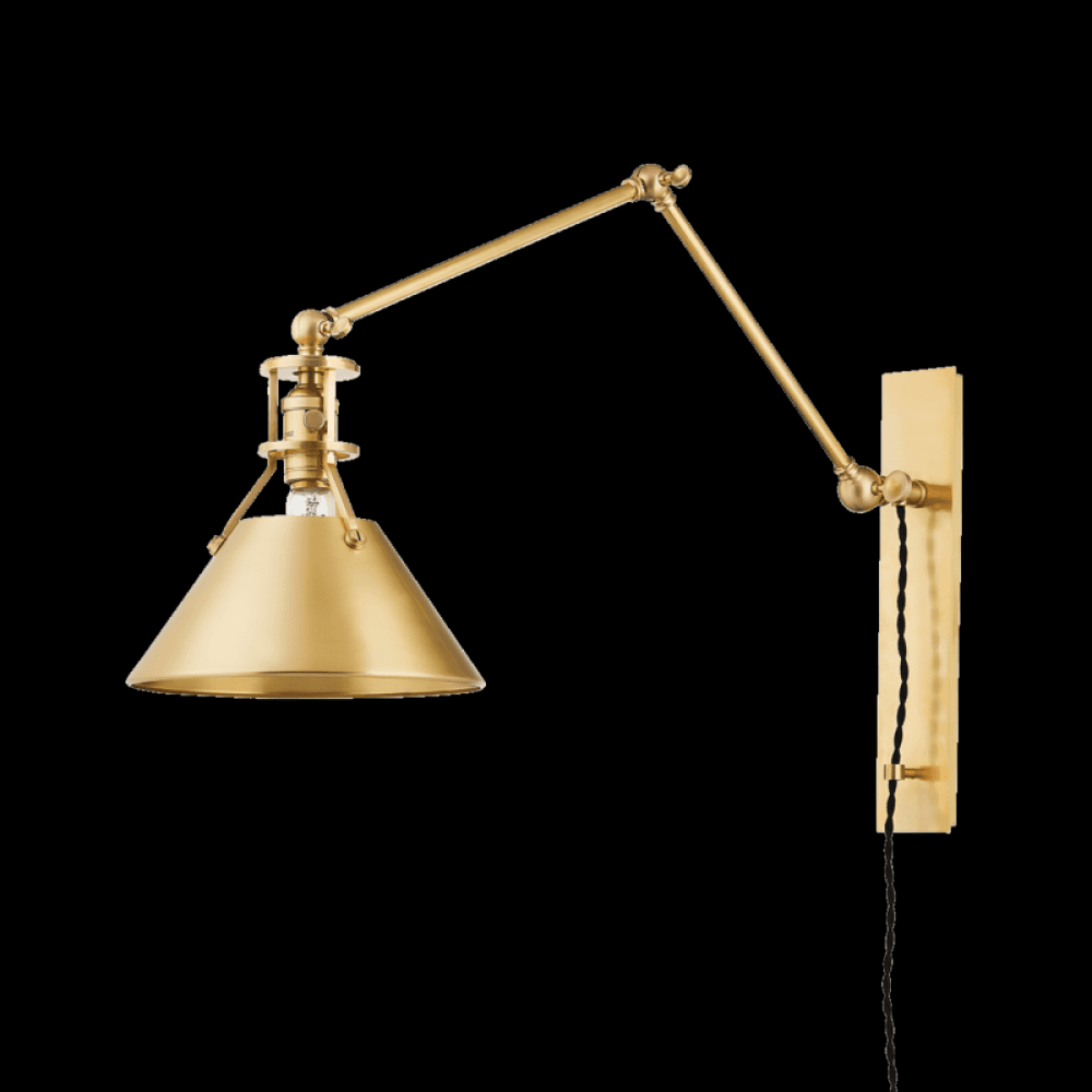 Hudson Valley Metal No.2 Plug-in Wall Sconce Aged Brass