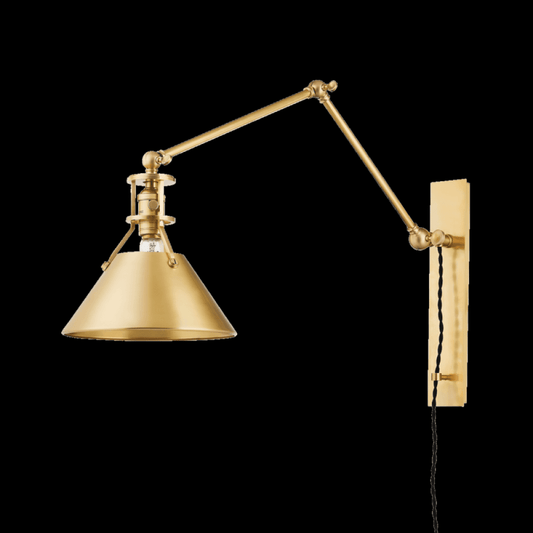 Hudson Valley Metal No.2 Plug-in Wall Sconce Aged Brass
