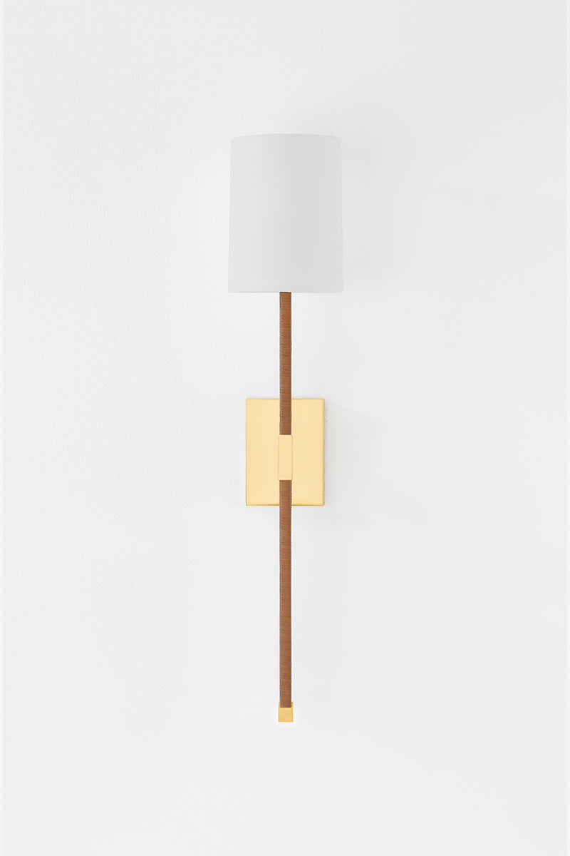 Hudson Valley Minnetonka Wall Sconce in Aged Brass, room setting 1