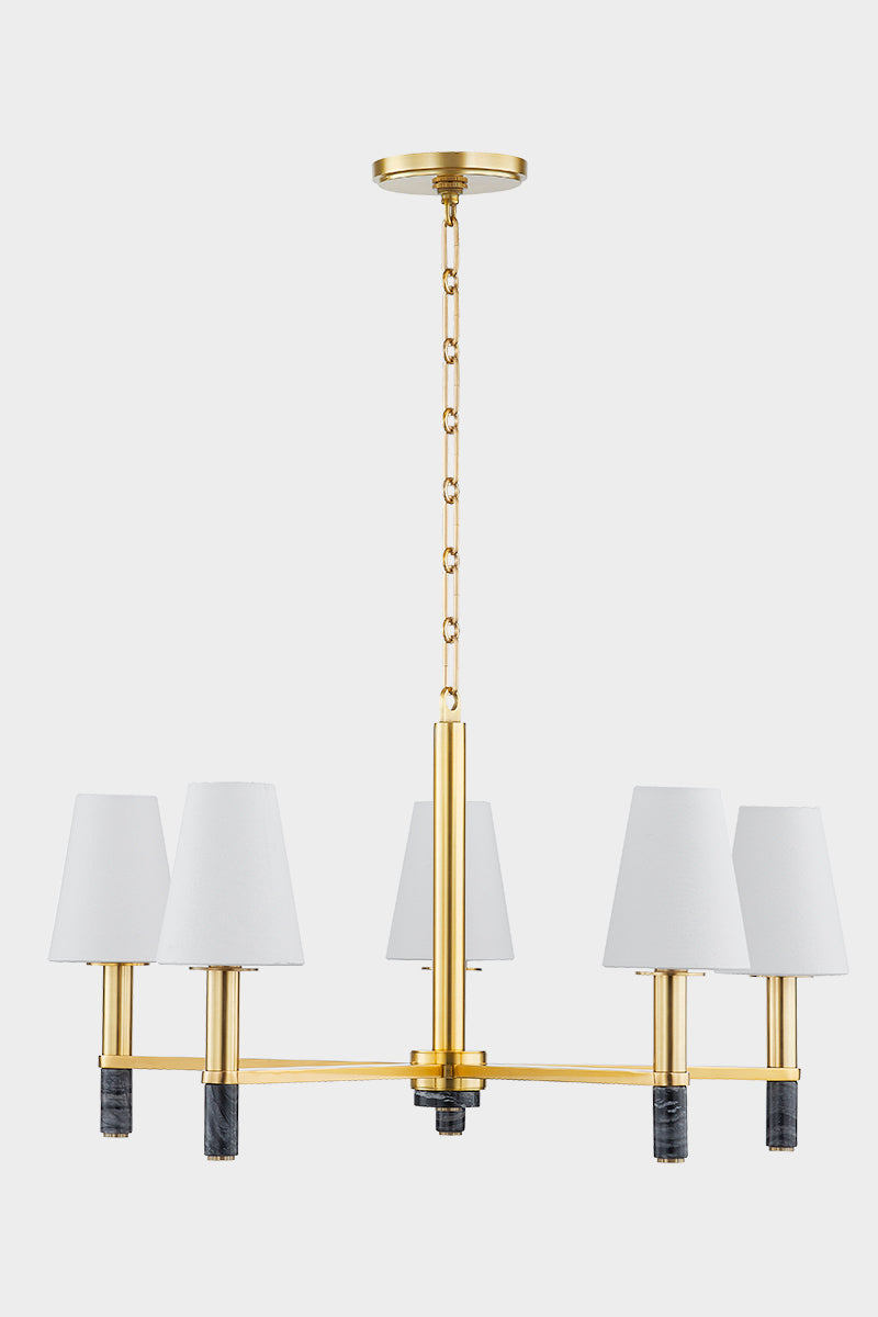 Hudson Valley Montreal 5-Light Chandelier in Aged Brass, room setting 1
