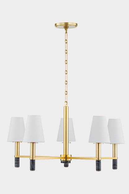 Hudson Valley Montreal 5-Light Chandelier in Aged Brass, room setting 1