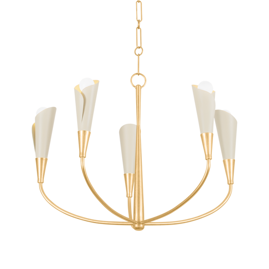 Hudson Valley Montrose 5-Light Chandelier Vintage Gold Leaf/Soft Sand