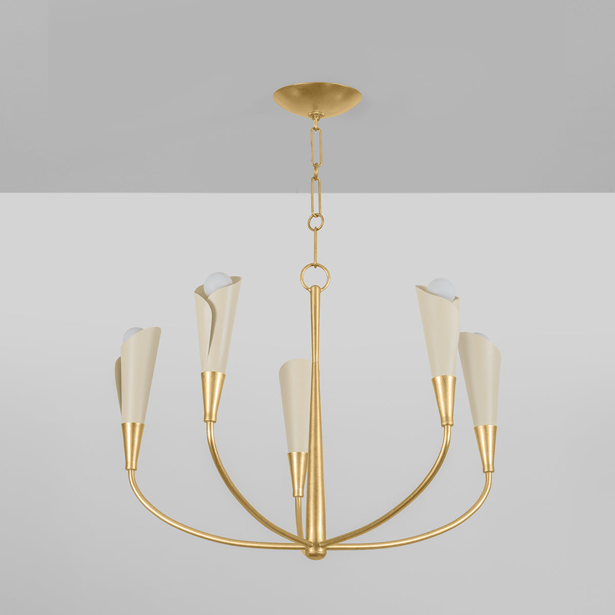 Hudson Valley Montrose 5-Light Chandelier in Vintage Gold Leaf / Soft Sand, alternate view 1