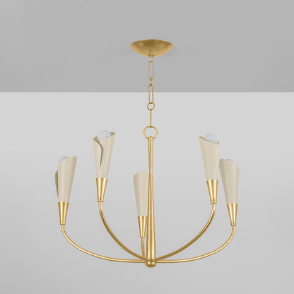 Hudson Valley Montrose 5-Light Chandelier in Vintage Gold Leaf / Soft Sand, alternate view 1