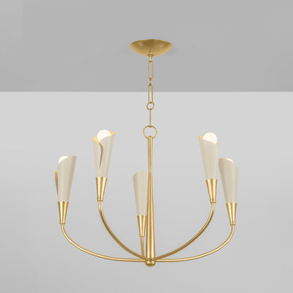 Hudson Valley Montrose 5-Light Chandelier in Vintage Gold Leaf / Soft Sand, alternate view 2
