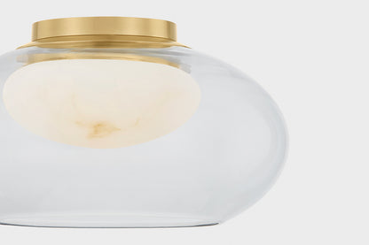 Hudson Valley Moore 12" Flush Mount in Aged Brass, room setting 1